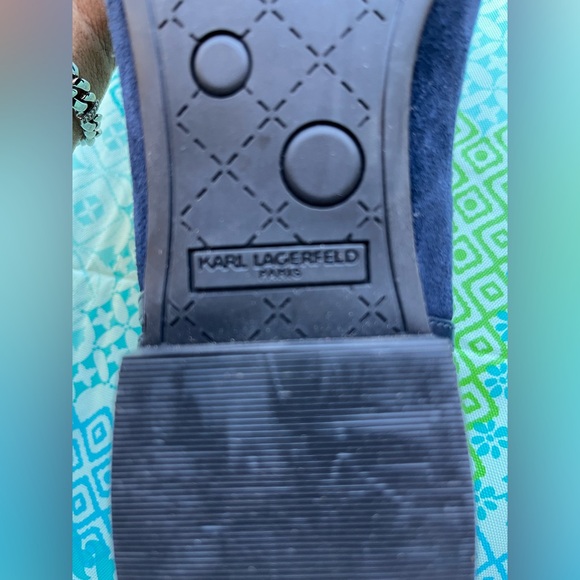 Karl Lagerfeld Men's Dark Blue Suede Loafers - Picture 2 of 4